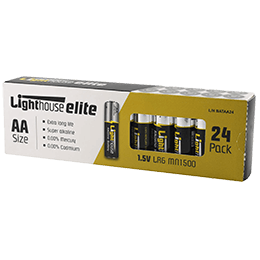 Lighthouse AA 1.5V Alkaline Batteries - Pack of 24 1
