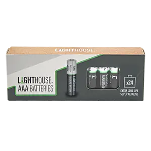 Lighthouse AAA 1.5V Alkaline Batteries - Pack of 24