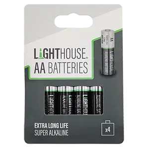 Lighthouse AA 1.5V Alkaline Batteries - Pack of 4